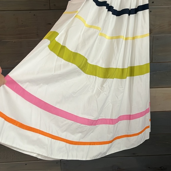 J Crew One Shoulder Ribbon Striped Summer Dress Midi White Sz 2 - Picture 5 of 15